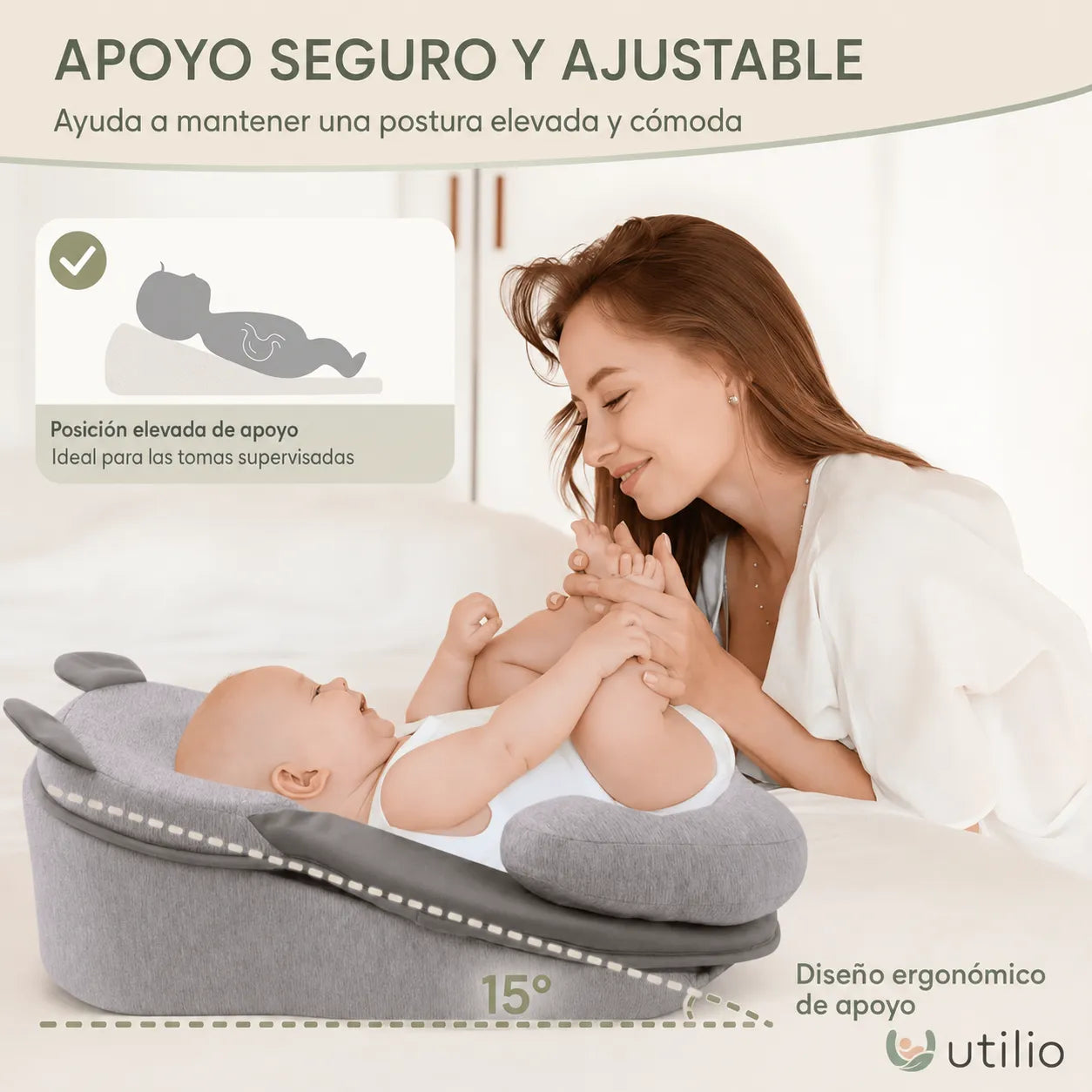 Útilio Cojín de Apoyo Inclinado para Bebés