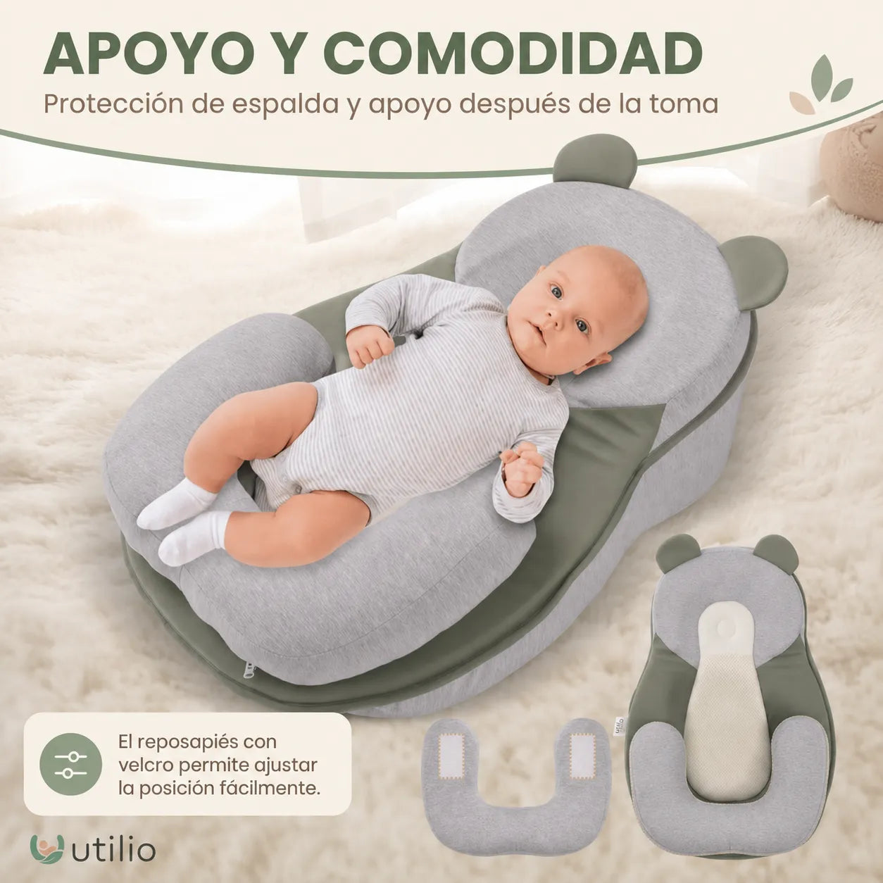 Útilio Cojín de Apoyo Inclinado para Bebés